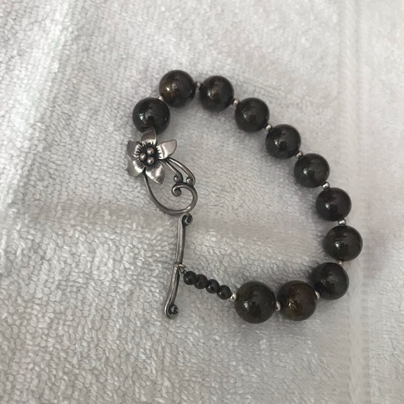Silpada Jewelry - Silpada bracelet, brown beads, flower clasp